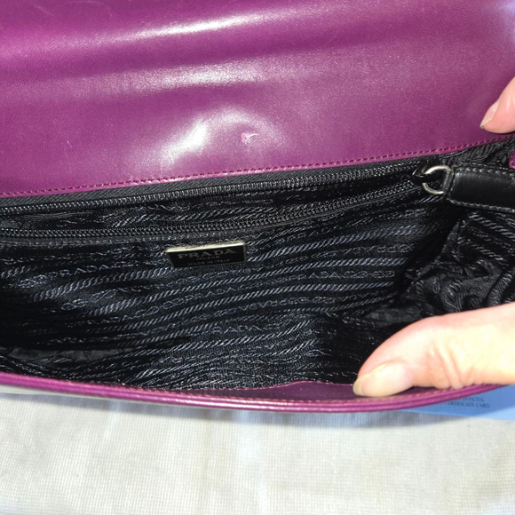 Vintage Prada Purple Leather Flap Shoulder Bag w/ Dustbag and Authenticity cards - Picture 13 of 16